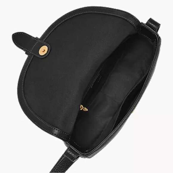 Fossil Everleigh Leather Large Flap Crossbody Bag Black NEW - Picture 8 of 10